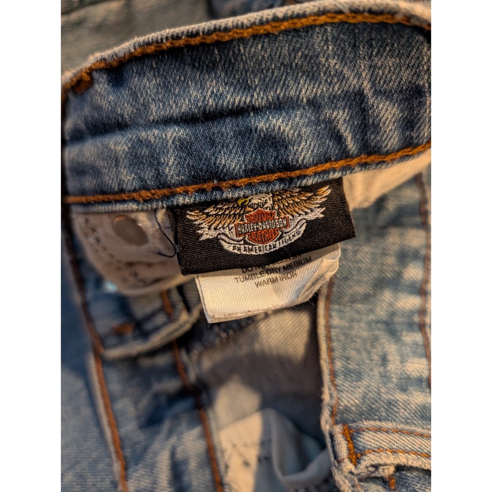 Vintage Harley Davidson Jeans Women 30x28 Light Blue Straight Leg High Rise - Picture 7 of 11
